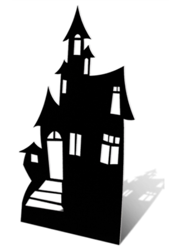 Large Haunted House Silhouette Cardboard Cut Out Halloween